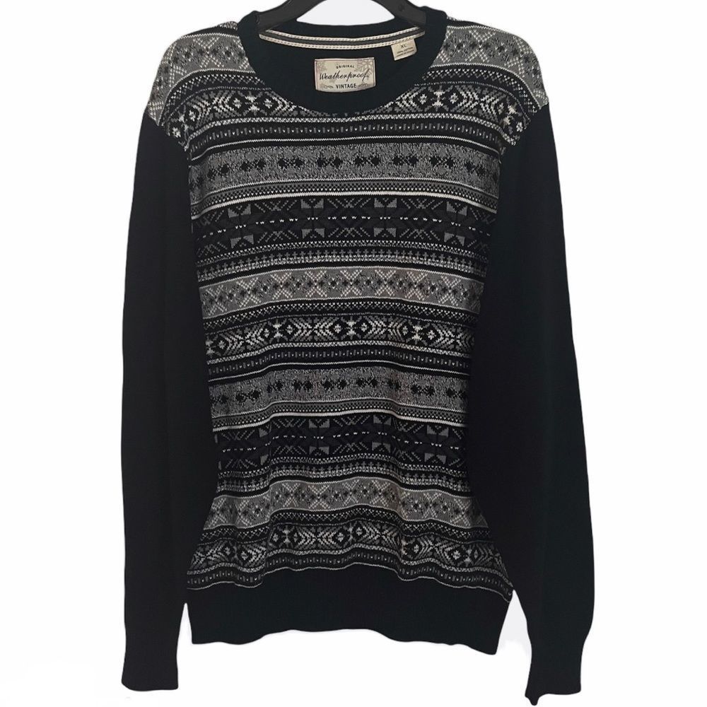 Weatherproof Vintage Mens Black Holiday Sweater